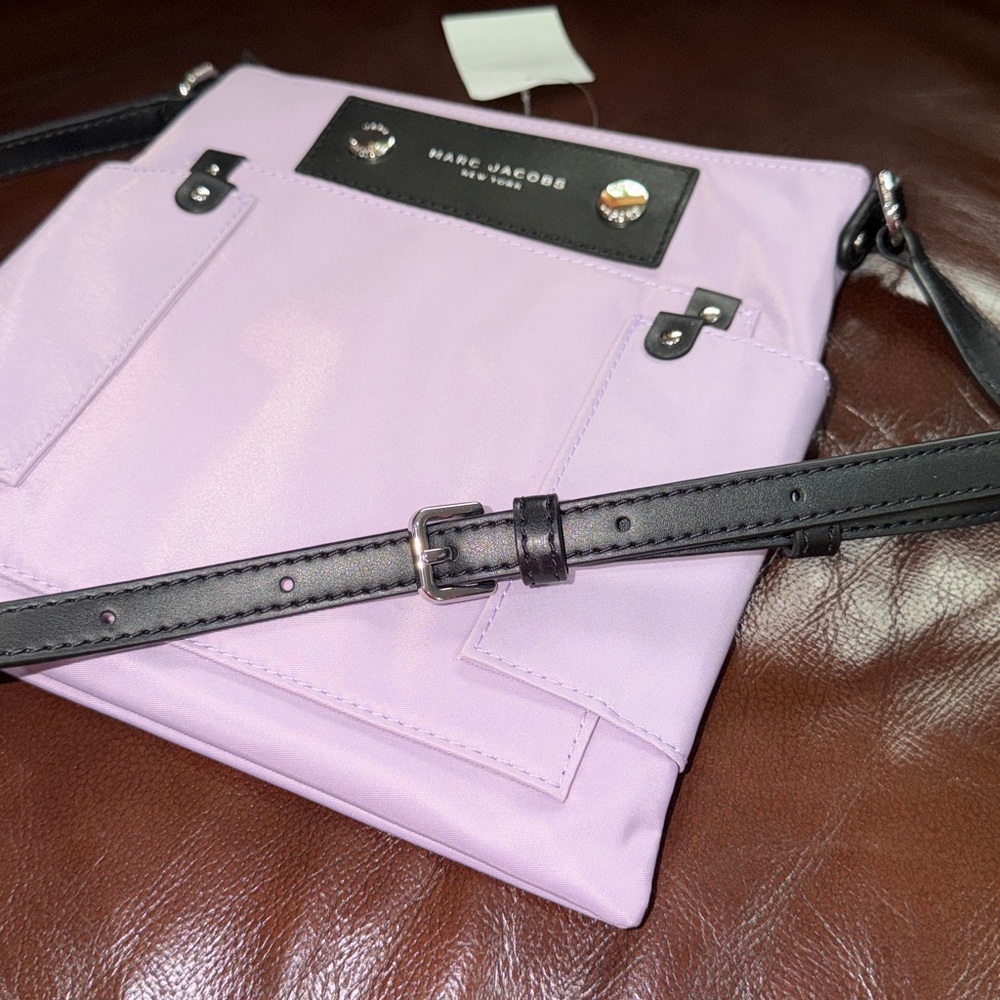 🔥🔥🔥NEW Marc Jacobs Preppy Purple Nylon Swing Pack Crossbody Bag - Picture 6 of 9